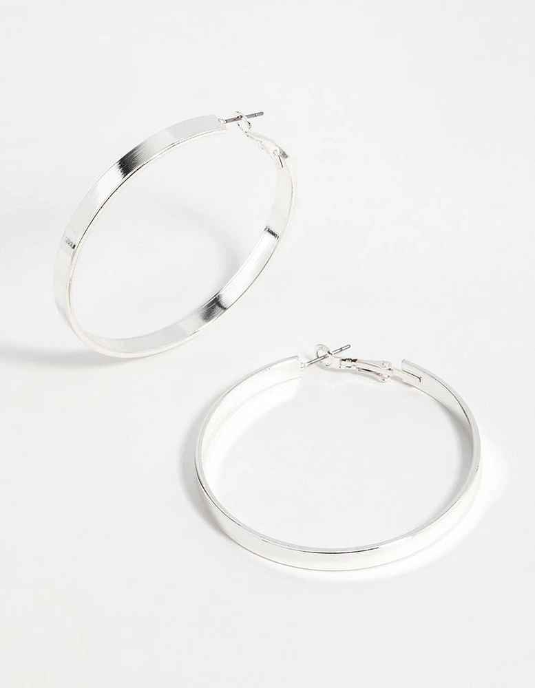 Silver Textured Hoop Earrings