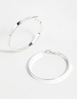 Silver Textured Hoop Earrings
