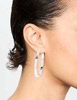 Silver Textured Hoop Earrings