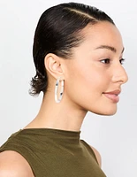 Silver Textured Hoop Earrings