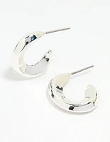 Silver Organic Shape Hoop Earrings