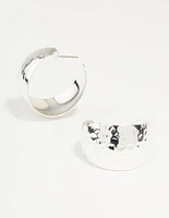 Silver Hammered Bubble Hoop Earrings