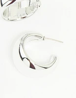 Silver Chunky Bubble Teardrop Hoop Earrings