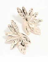 Rose Gold Half Flower Seven Petal Stud Earrings