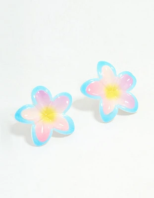 Pastel Acrylic Frangipani Stud Earrings