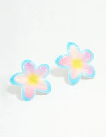Pastel Acrylic Frangipani Stud Earrings