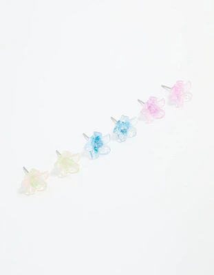 Multicoloured Acrylic Flower Stud Earrings 3-Pack