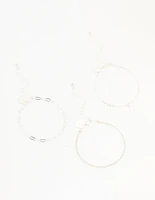 Silver Diamante Chain & Butterfly Bracelets 3-Pack