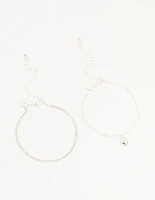 Silver Diamante Tennis Bracelet & Heart Bracelet 2-Pack