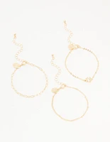 Gold Diamante Circle & Chain Bracelets 3-Pack
