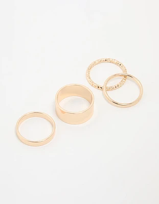 Gold Thick & Thin Cigar Stacking Rings 4-Pack