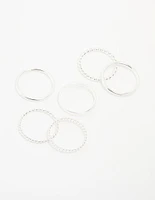 Silver Thin Twisted Stacking Rings 6-Pack