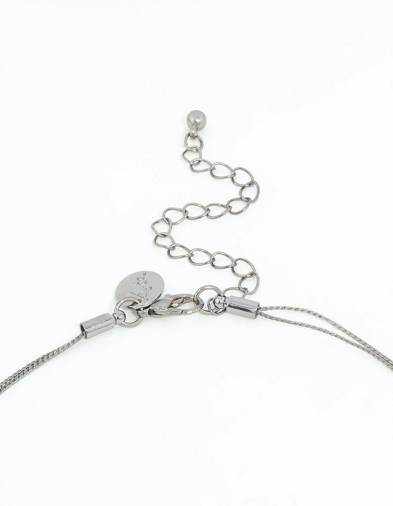 Gunmetal Blue Circle Layered Necklace