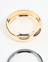 Mixed Metal Dark Blue Bangles 3-Pack