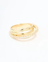 Gold Plated Cubic Zirconia Triple Layer Ring