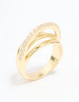 Gold Plated Cubic Zirconia Triple Layer Ring
