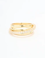 Gold Plated Cubic Zirconia Triple Layer Ring