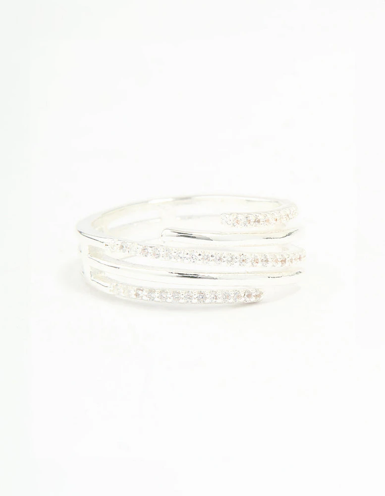 Silver Plated Cubic Zirconia Dainty Wrap Ring