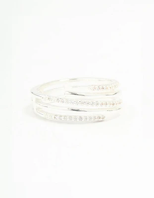 Silver Plated Cubic Zirconia Dainty Wrap Ring