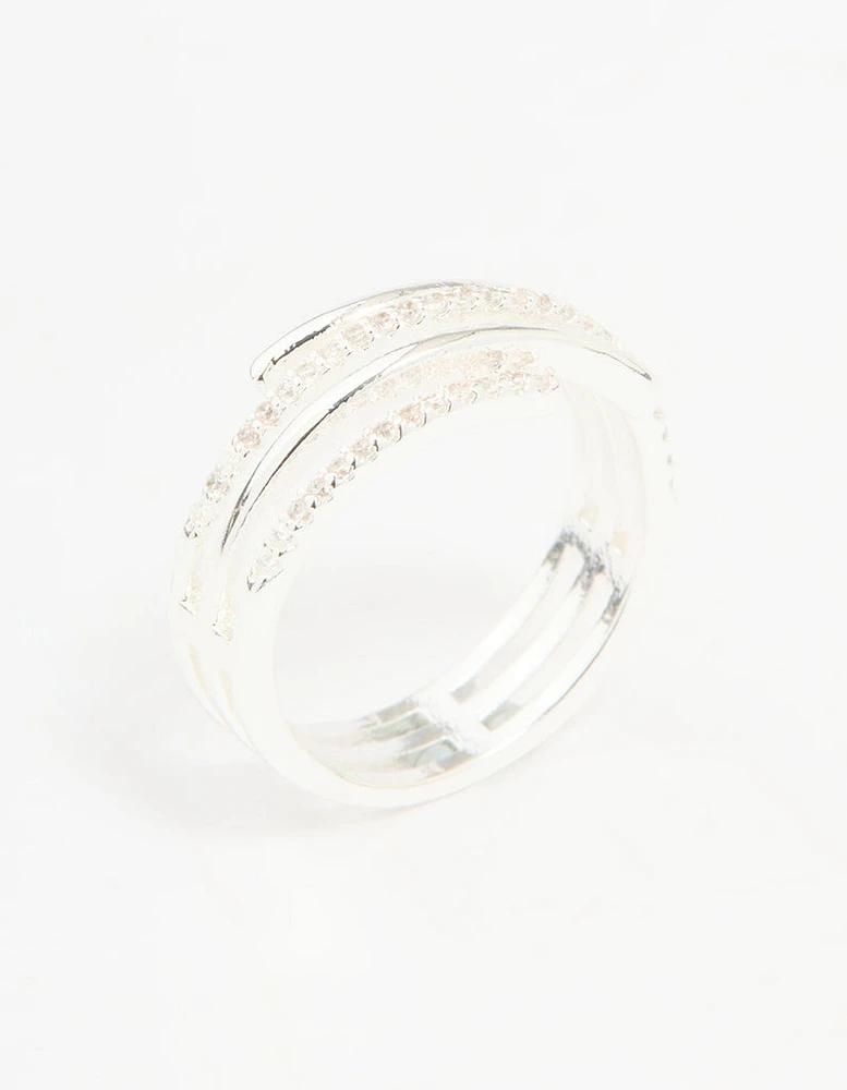 Silver Plated Cubic Zirconia Dainty Wrap Ring