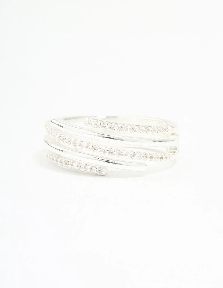 Silver Plated Cubic Zirconia Dainty Wrap Ring