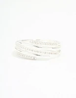 Silver Plated Cubic Zirconia Dainty Wrap Ring