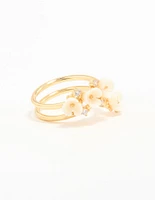 Gold Plated Cubic Zirconia Flower Wrap Ring