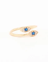 Gold Plated Evil Eye Wrap Ring
