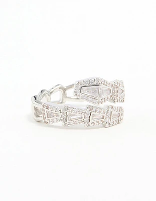 Silver Cubic Zirconia Point Wrap Ring