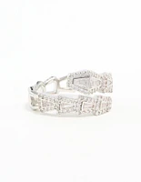Silver Cubic Zirconia Point Wrap Ring