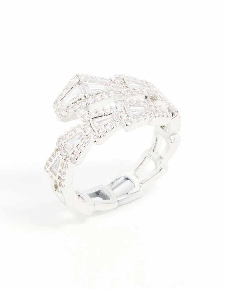 Silver Cubic Zirconia Point Wrap Ring