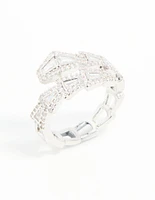 Silver Cubic Zirconia Point Wrap Ring