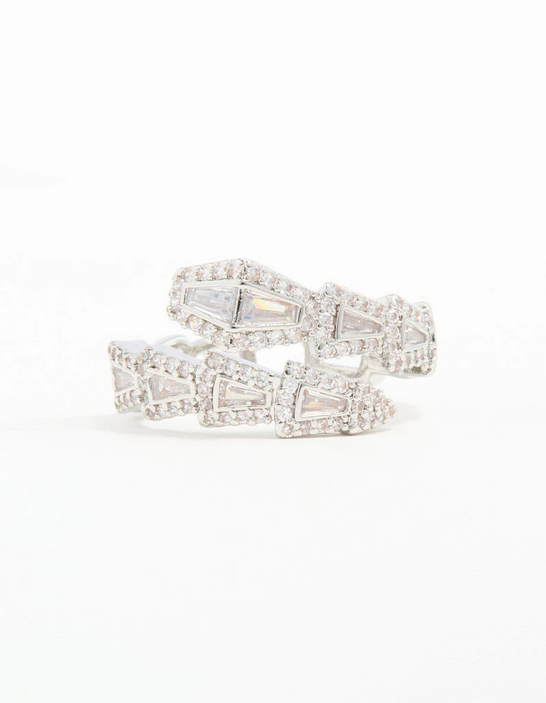 Silver Cubic Zirconia Point Wrap Ring
