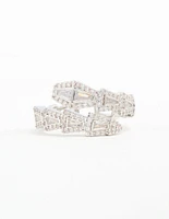 Silver Cubic Zirconia Point Wrap Ring