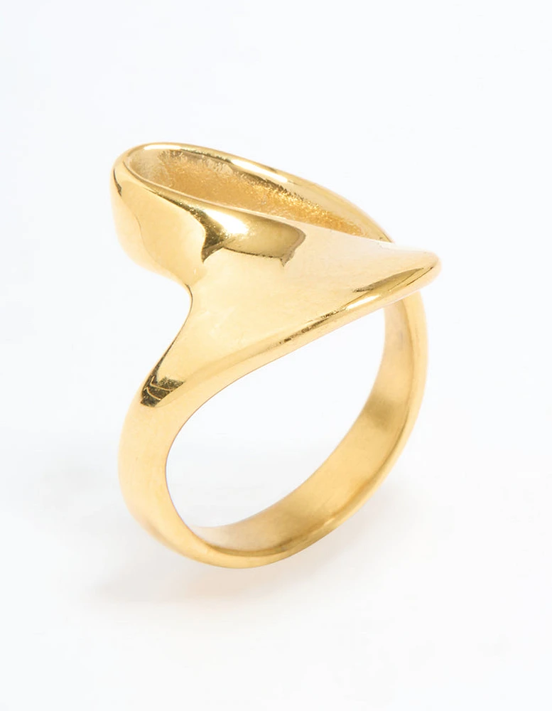 Waterproof Gold Plated Stainless Steel Open Swirl Ring