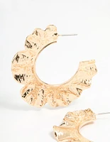 Gold Textured Circle Hoop Earrings