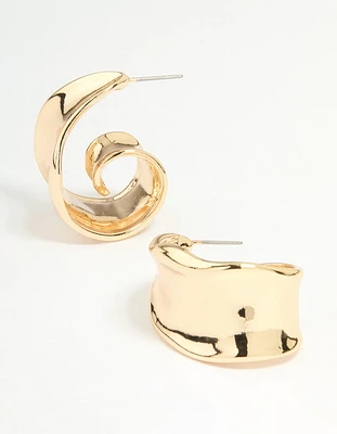Gold Wide Hoop Earrings
