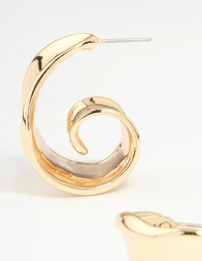 Gold Wide Hoop Earrings