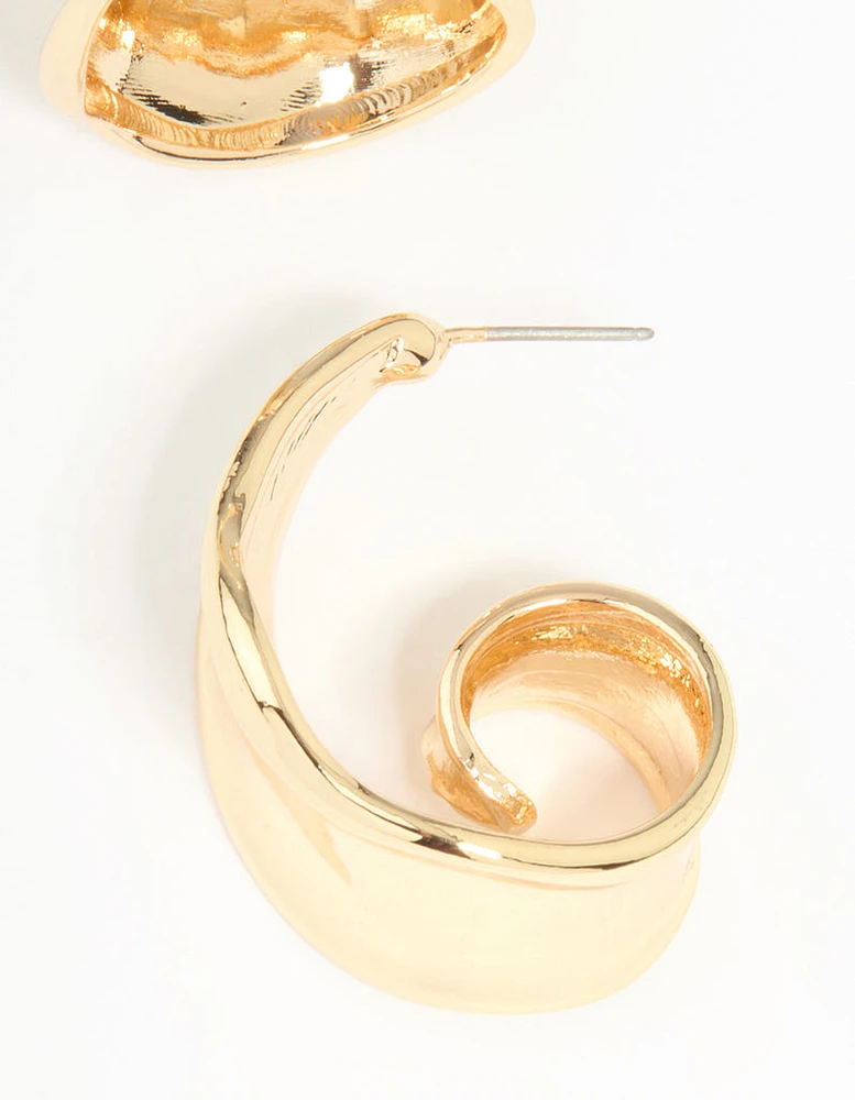 Gold Wide Hoop Earrings