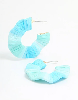 Gold Blue Movement Wrap Hoop Earrings