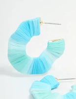 Gold Blue Movement Wrap Hoop Earrings