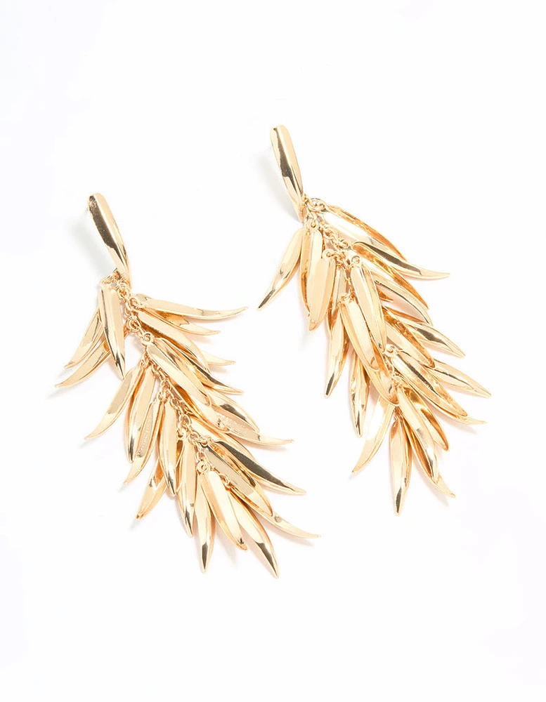 Gold Leaves Drop Earrings