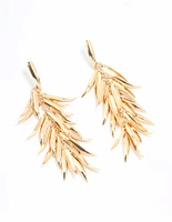 Gold Leaves Drop Earrings