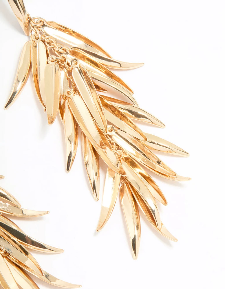 Gold Leaves Drop Earrings