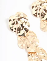Gold Molten Leaf Drop Earrings