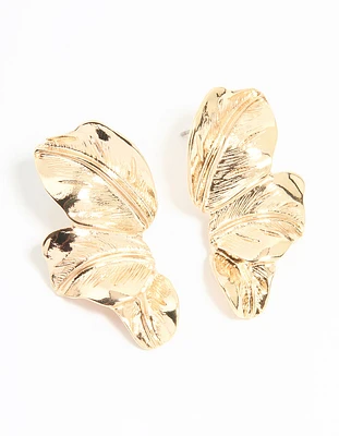 Gold Flower Petal Mini Stud Earrings