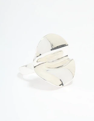 Silver Plated Textured Circle Ring