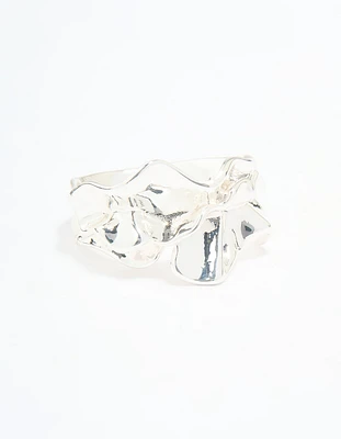 Silver Plated Molten Band Ring