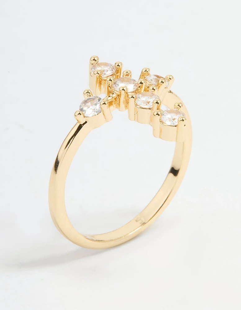 Gold Plated Cubic Zirconia Cross Ring