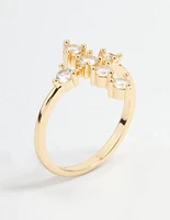 Gold Plated Cubic Zirconia Cross Ring